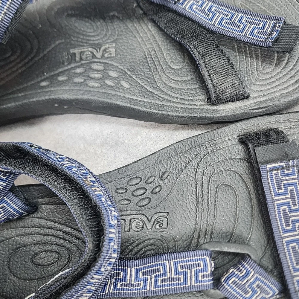 Teva Hurricane Sport Sandals Navy Greek Key Strap Shoc Pad Mens 9